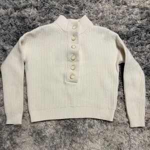 Sezane Cream Button-Up Sweater